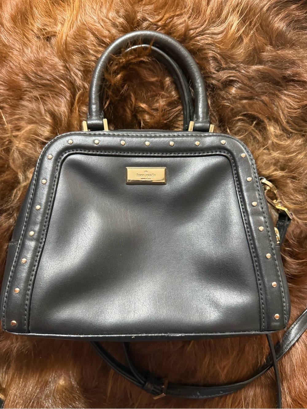 Kate Spade Helena Street Rocki Black Leather Studded Satchel WKRU3559